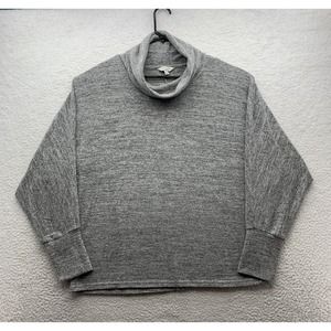 Lucky Brand Sweater Womens Large Heather Gray Relaxed Cowl Neck Soft Thin Preppy
